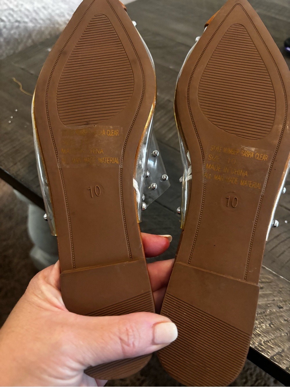 Clear Pearl-Stud Slide Sandals in Transparent - Picture 3 of 3
